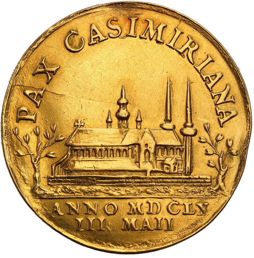 Jan II Kazimierz medal wagi 5 dukatów wybity z okazji Pokoju w Oliwie 1660 (R6)